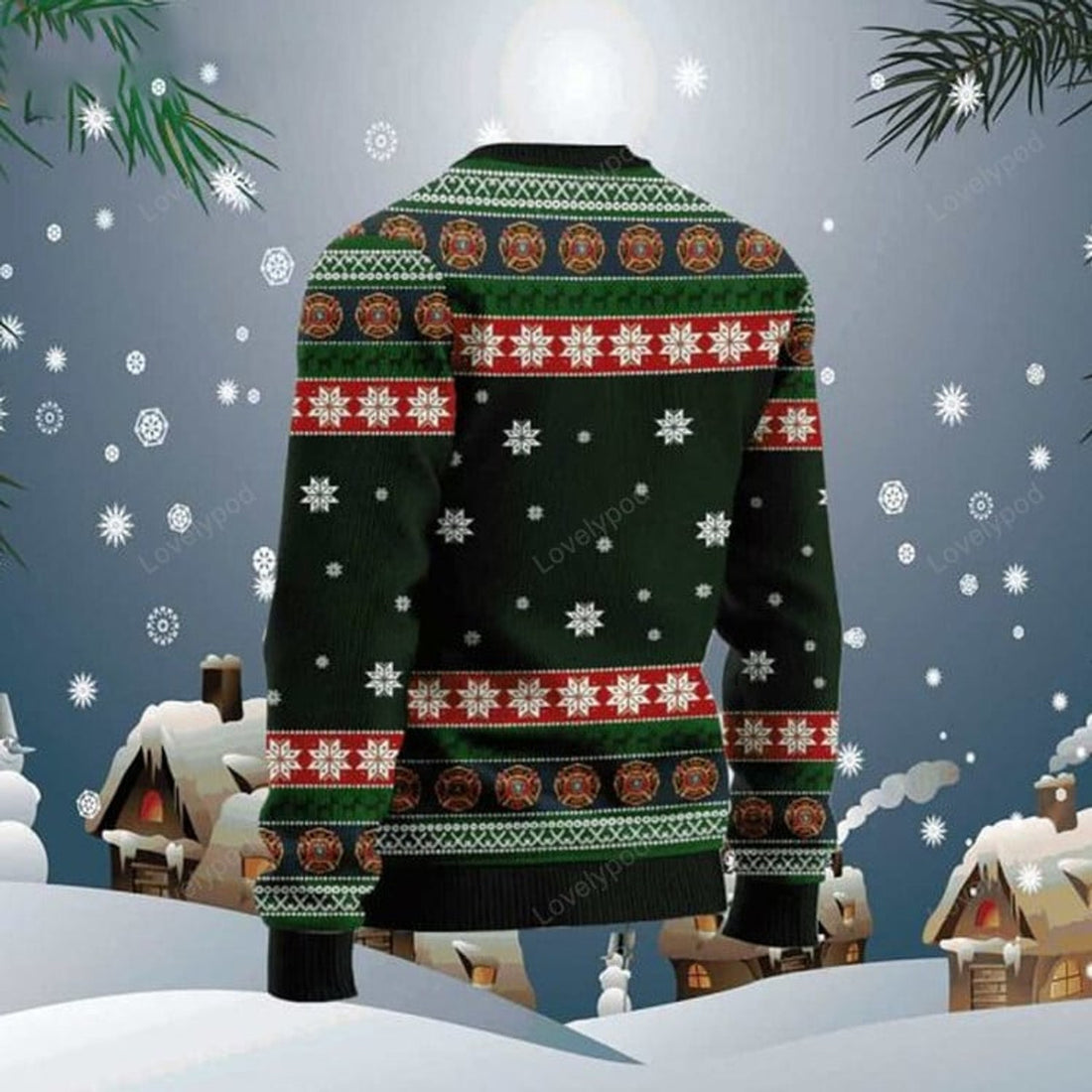 FUNSTUFFPRINT Firefighter Firemas Ugly Christmas Sweater for men and women, Firefighter Christmas sweatshirt, Ugly Sweater Christmas Gift Ugly Sweater