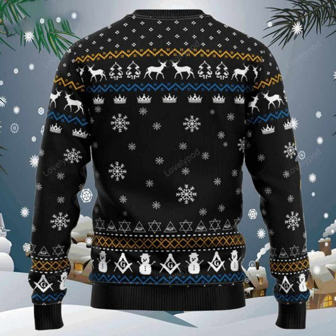 FUNSTUFFPRINT Freemason Ugly Christmas Sweater for men and women, Freemason Christmas sweatshirt, Ugly Sweater Christmas Gift Ugly Sweater