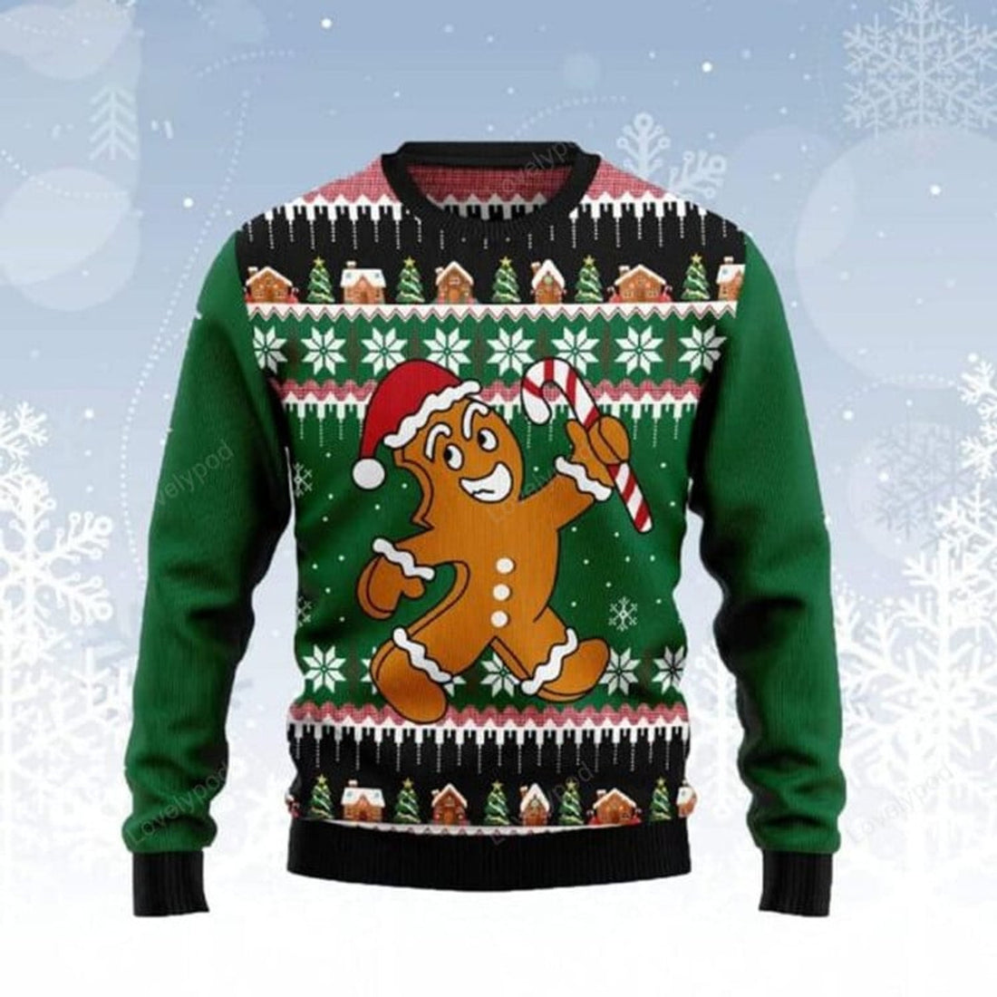 FUNSTUFFPRINT Gingerbread Man Ugly Christmas Sweater for men, Gingerbread Christmas sweatshirt, Ugly Sweater Christmas Gift Ugly Sweater