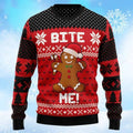 FUNSTUFFPRINT Ginger man Bite Me Ugly Christmas Sweater for men, Gingerbread Christmas sweatshirt, Ugly Sweater Christmas Gift Ugly Sweater