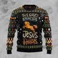 FUNSTUFFPRINT Girls Run On Jesus And Horses Ugly Christmas Sweater, Horses lover Christmas sweatshirt, Ugly Sweater Christmas Gift Ugly Sweater