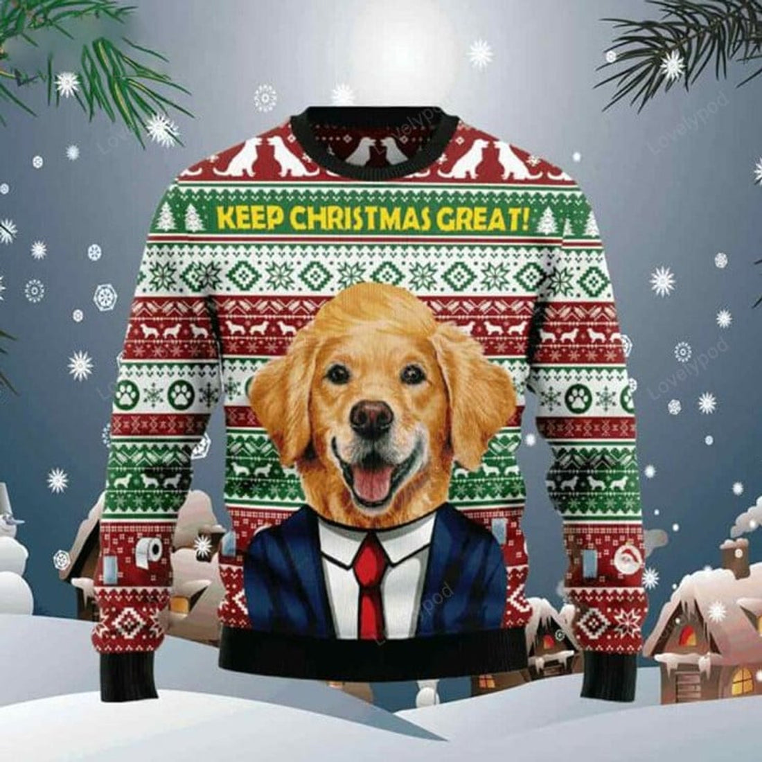FUNSTUFFPRINT Dog ugly chritsmas Sweater, Keep Christmas Great Ugly Christmas Sweater, Dog Christmas shirt, Gift for Dog lover Ugly Sweater