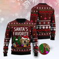 FUNSTUFFPRINT Golden Retriever Santa's Favorite Ho Ugly Christmas Sweater for men and women , Christmas shirts Ugly Sweater