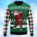 FUNSTUFFPRINT Golfer Santa Claus Ugly Christmas Sweater for men and women , Custom Christmas shirts Ugly Sweater
