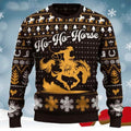 FUNSTUFFPRINT Ho-Ho-Horse Saddle Bronc Riding Christmas Ugly Sweater for men and women, Cowboy, Cowgirl Christmas shirts Ugly Sweater