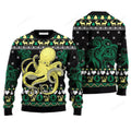 FUNSTUFFPRINT Green Octopus Christmas Sweater, Ugly Sweater For Men & Women, Perfect Outfit For Christmas New Year Autumn Winter Ugly Sweater