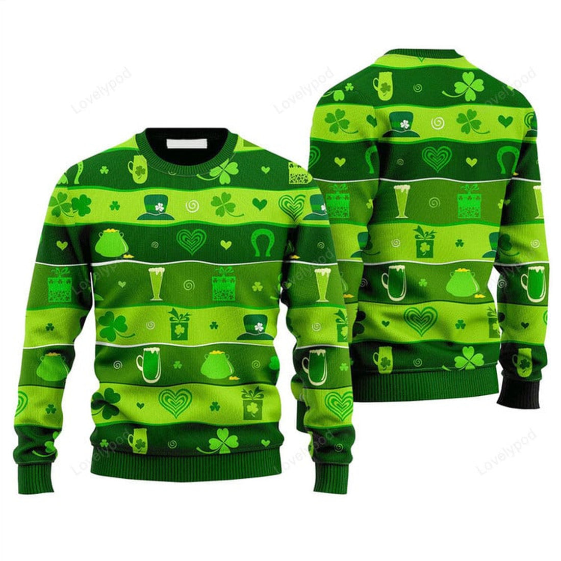 FUNSTUFFPRINT Happy Saint Patricks Day Sweater, Ugly Sweater For Men & Women Ugly Sweater