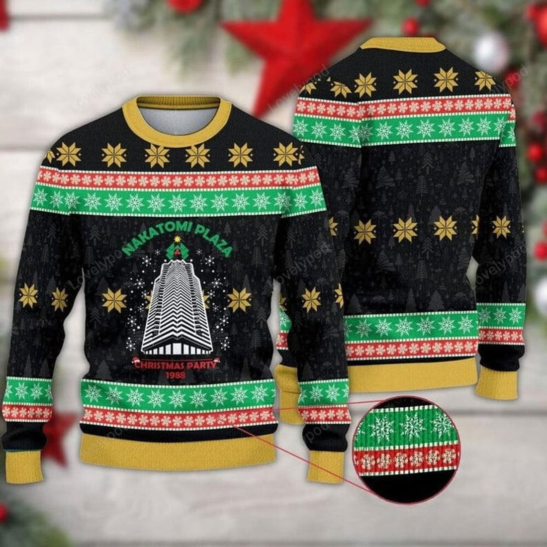 FUNSTUFFPRINT Nakatomi Plaza Ugly Christmas Sweater, Christmas Party 1988 Xmas Sweater For Men & Women Ugly Sweater