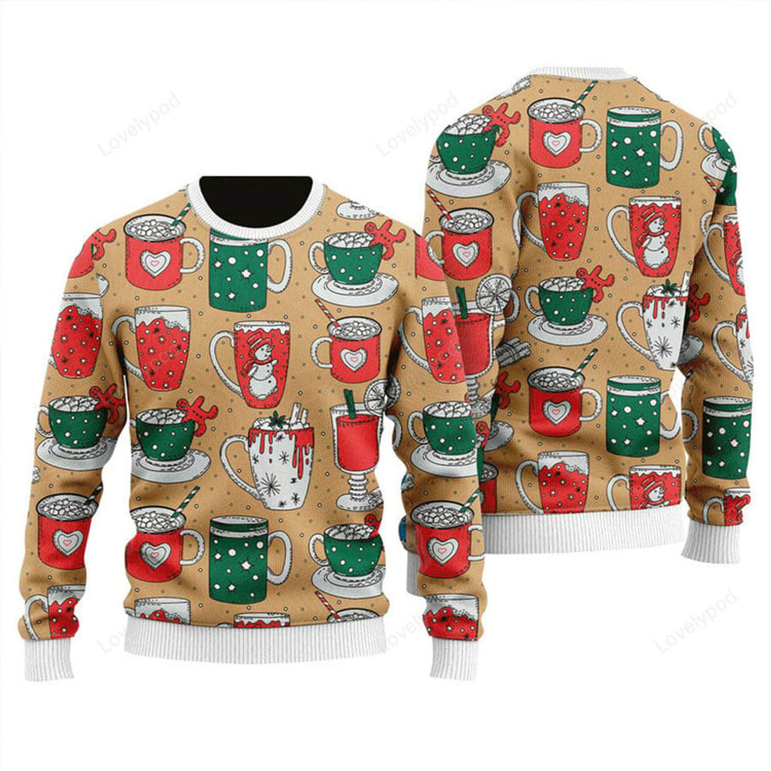 FUNSTUFFPRINT Eat Drink Be Tacky Holiday Sweater, Ugly Sweater For Men & Women Ugly Sweater