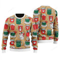 FUNSTUFFPRINT Eat Drink Be Tacky Holiday Sweater, Ugly Sweater For Men & Women Ugly Sweater