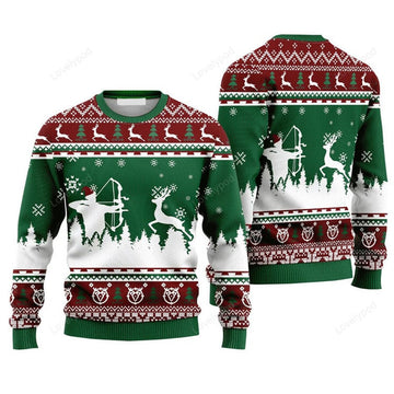FUNSTUFFPRINT Hunting Deer Sweater Merry Christmas, Ugly Sweater For Men & Women Ugly Sweater