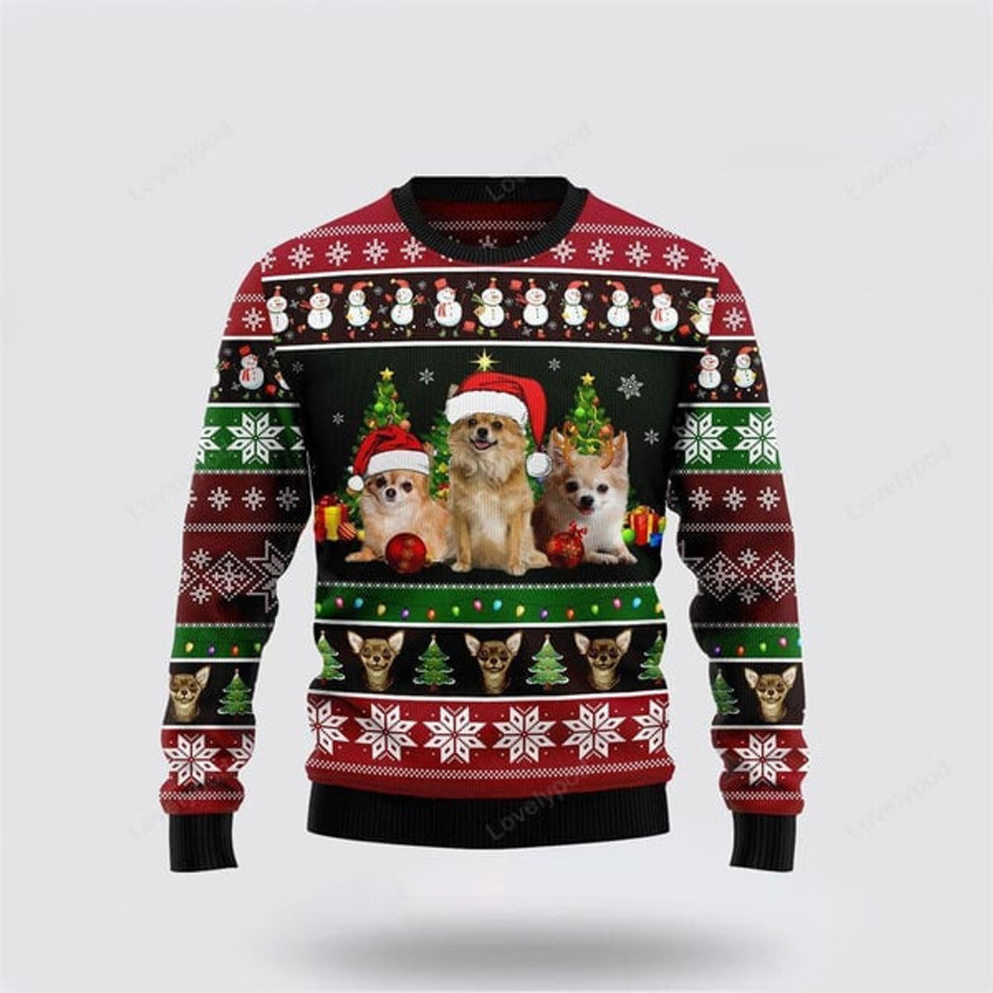 FUNSTUFFPRINT Chihuahua Group Beauty Ugly Christmas Sweater, Christmas Gift For Dog Love, Christmas Fashion Winter Ugly Sweater