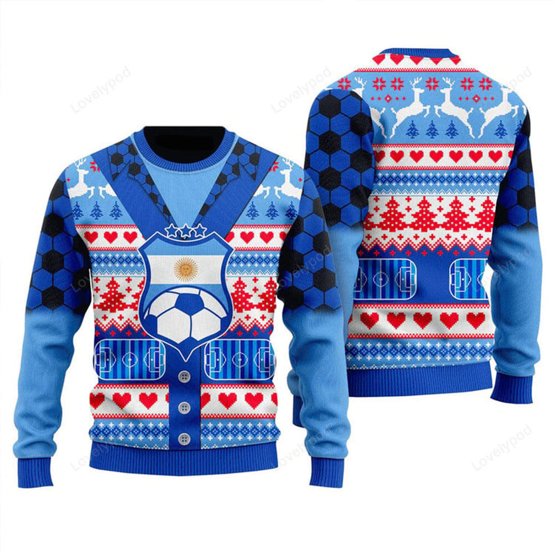 FUNSTUFFPRINT Argentina Football Sweater, Ugly Sweater For Men & Women, Perfect Outfit For Christmas New Year Autumn Winter Ugly Sweater