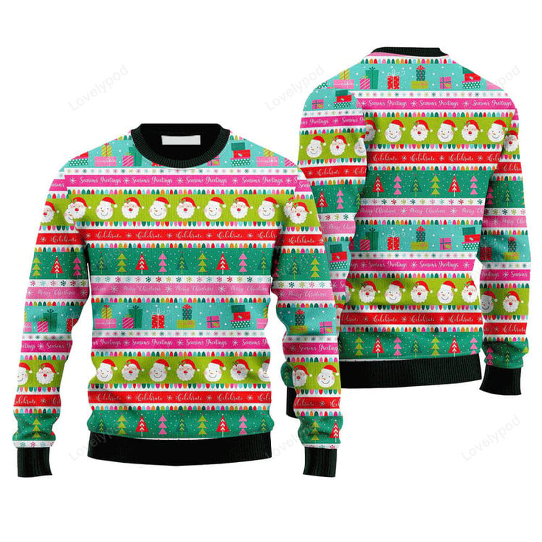 FUNSTUFFPRINT Festive Christmas Pattern Sweater, Ugly Sweater For Men & Women, Perfect Outfit For Christmas New Year Autumn Winter Ugly Sweater