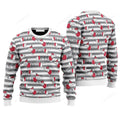 FUNSTUFFPRINT Dachshund Through The Snow Sweater, Ugly Sweater For Men & Women, Outfit For Christmas New Year Autumn Winter Ugly Sweater