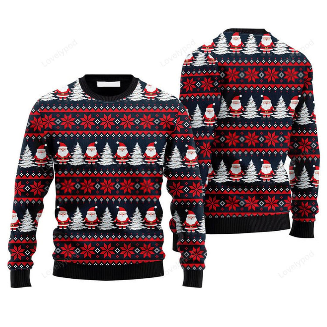 FUNSTUFFPRINT Funny Santa Snow Tree Sweater, Ugly Sweater For Men & Women, Perfect Outfit For Christmas New Year Autumn Winter Ugly Sweater