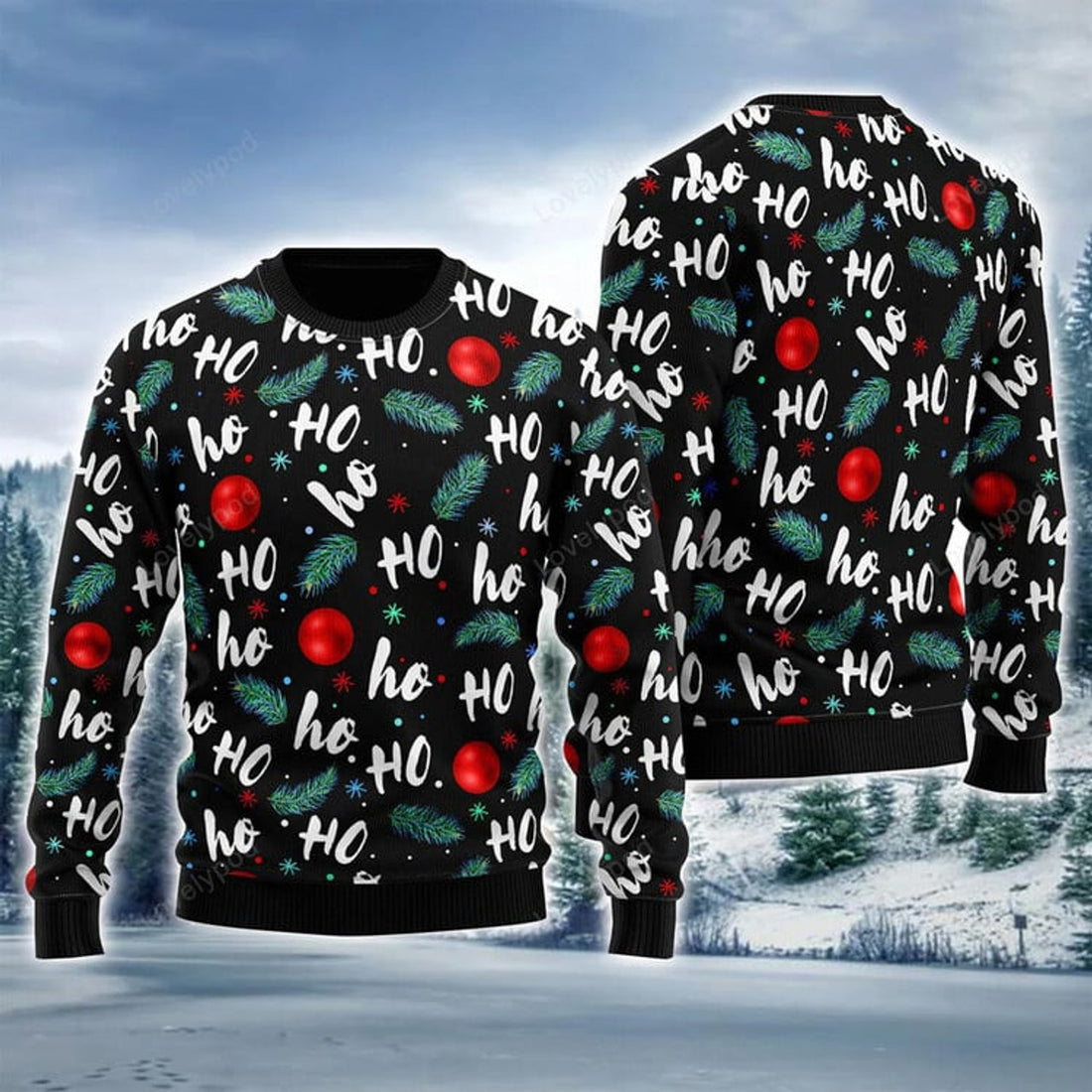 FUNSTUFFPRINT Santa Claus Laughing Pattern Ugly Sweater For Men & Women, Perfect Outfit For Christmas New Year Autumn Winter Ugly Sweater