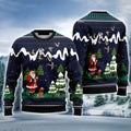 FUNSTUFFPRINT Santa Hunting Duck Navy Blue Ugly Christmas Sweater For Men & Women, Perfect Outfit For Christmas New Year Autumn Winter Ugly Sweater
