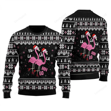 FUNSTUFFPRINT Cute Flamingo Sweater Falalala Mingo, Ugly Sweater For Men & Women, Perfect Outfit For Christmas New Year Autumn Winter Ugly Sweater