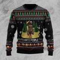 FUNSTUFFPRINT Bear Beer Camping I Hate People Ugly Christmas Sweater Ugly Sweater