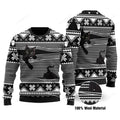 FUNSTUFFPRINT Cat Christmas Sweater Black Cat Christmas Pattern Black White 3D Ugly Sweater Ugly Sweater