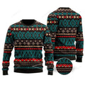 FUNSTUFFPRINT Native Aztec Navajo Ugly Christmas Sweater, Native Aztec Navajo 3D All Over Printed Sweater Ugly Sweater