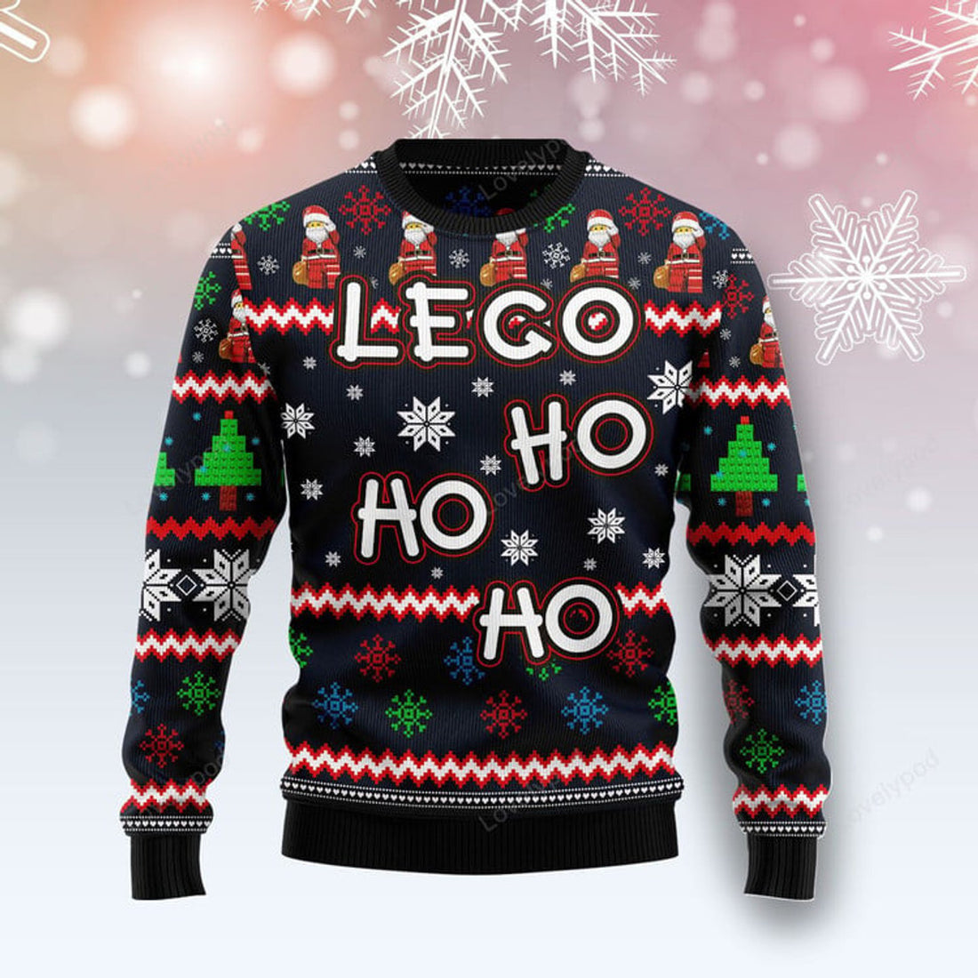 FUNSTUFFPRINT Lego Hohoho Christmas Ugly Sweater Ugly Sweater