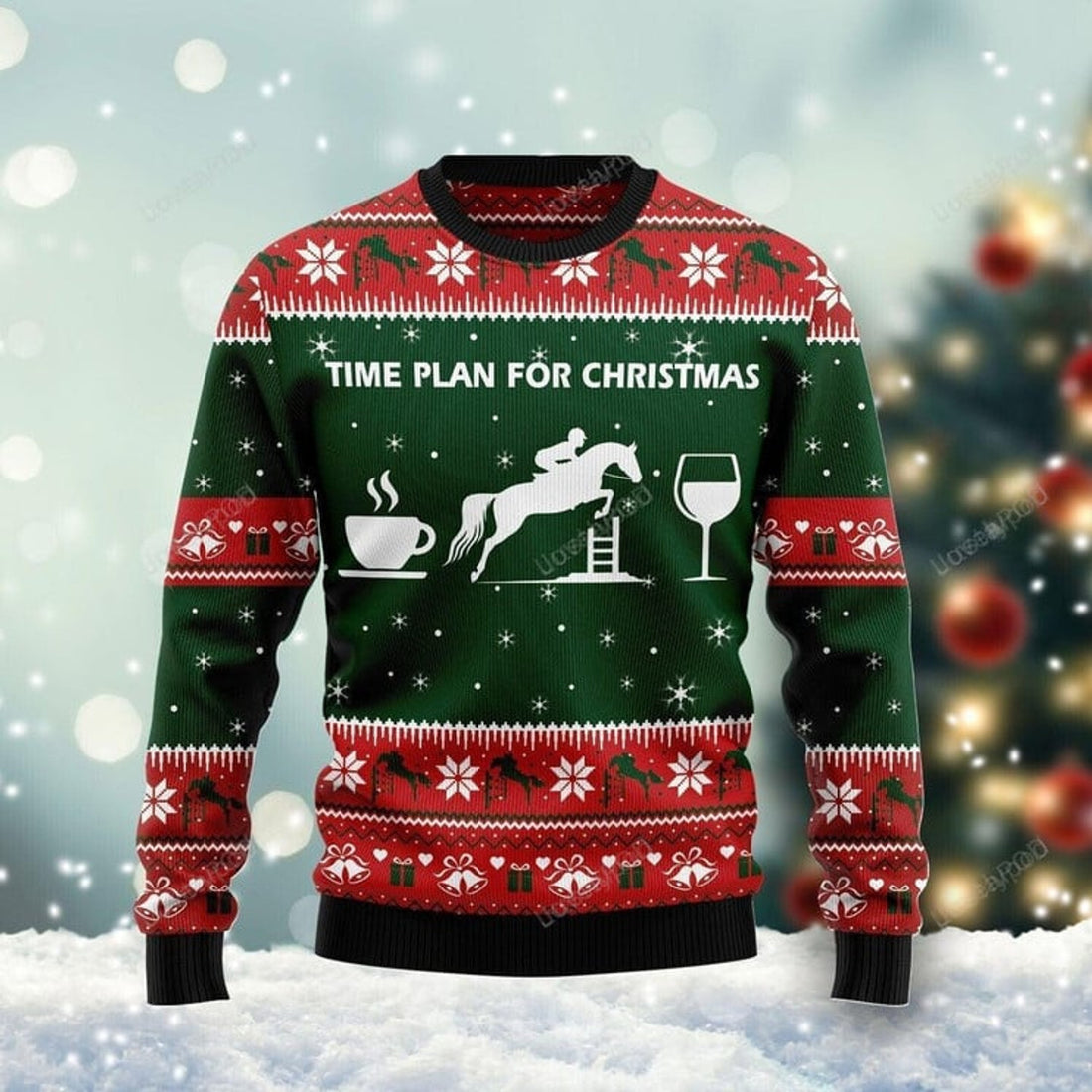 FUNSTUFFPRINT Time Plan For Christmas Ugly Christmas Sweater, Time Plan For Christmas 3D All Over Printed Sweater Ugly Sweater