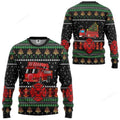 FUNSTUFFPRINT 3D Firefighter Truck Ugly Christmas Sweater Custom Unisex Pullover Sweatshirt Ugly Sweater