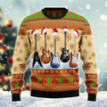 FUNSTUFFPRINT Guitars Santa Xmas Ugly Sweater, Guitar Christmas shirts, Christmas gift Ugly Sweater