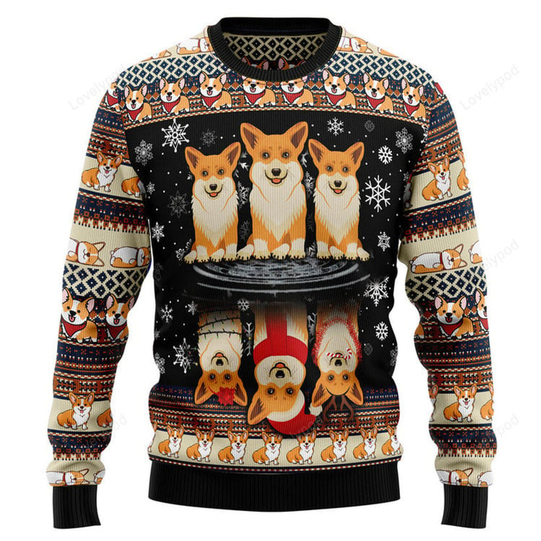 FUNSTUFFPRINT Pembroke Welsh Corgi Ugly Christmas Sweater, Dog Christmas sweatshirts, Christmas gift Ugly Sweater
