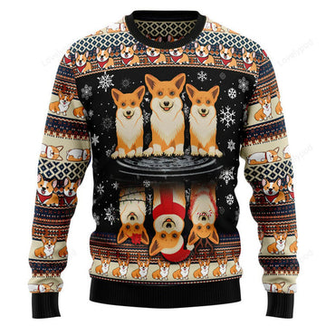 FUNSTUFFPRINT Pembroke Welsh Corgi Ugly Christmas Sweater, Dog Christmas sweatshirts, Christmas gift Ugly Sweater