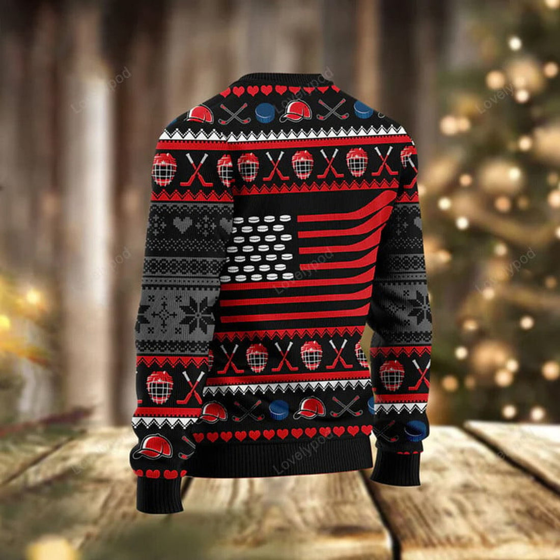 FUNSTUFFPRINT Hockey Puck Christmas Ugly Christmas Sweater, Christmas sweatshirts, Christmas gift Ugly Sweater