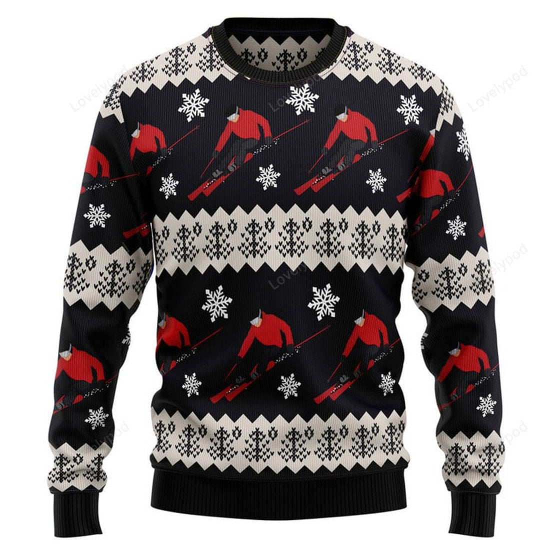 FUNSTUFFPRINT Skiing Christmas Ugly Christmas Sweater, Christmas sweatshirts, Christmas gift Ugly Sweater