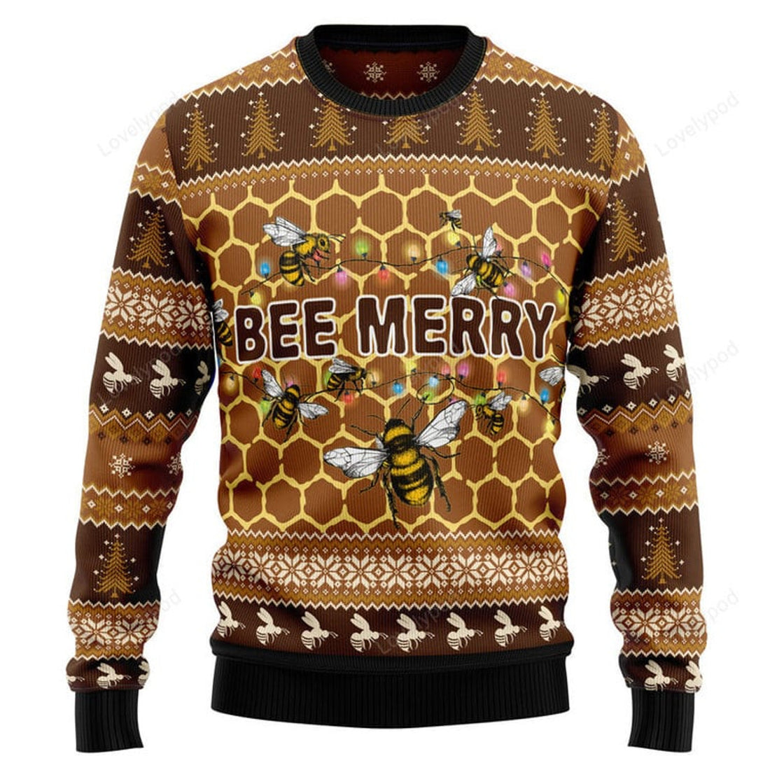 FUNSTUFFPRINT Bee Merry Ugly Christmas Sweater, Christmas sweatshirts, Christmas gift Ugly Sweater