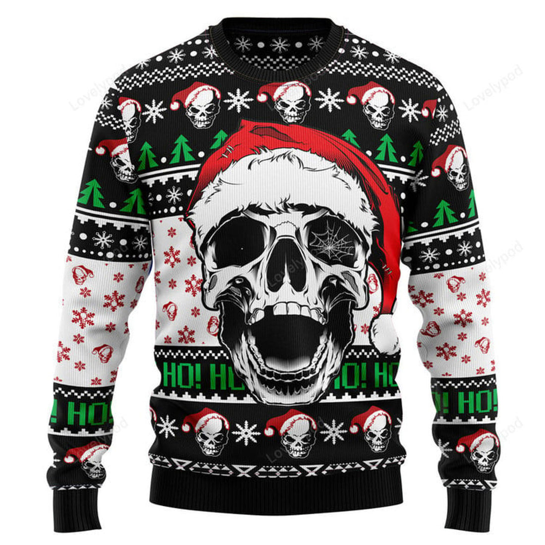 FUNSTUFFPRINT Skull Xmas Ugly Christmas Sweater, Christmas sweatshirts, Christmas gift Ugly Sweater