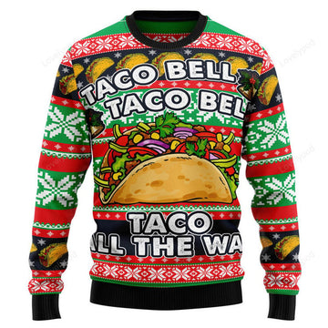 FUNSTUFFPRINT Tacos Taco Bell Ugly Christmas Sweater, Christmas sweatshirts, Christmas gift Ugly Sweater