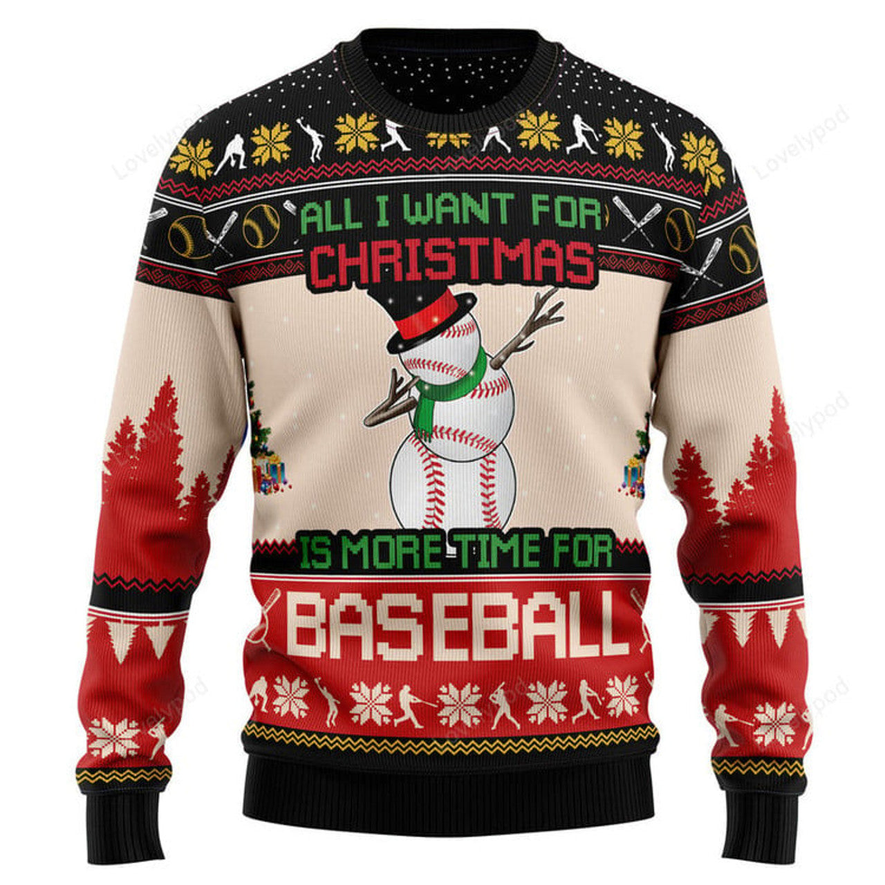 FUNSTUFFPRINT Christmas Time For Baseball Ugly Christmas Sweater, Christmas sweatshirts, Christmas gift Ugly Sweater