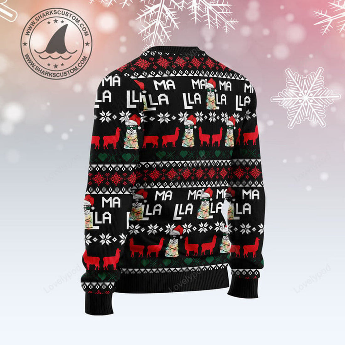 FUNSTUFFPRINT Funny Llama Christmas Light Ugly Christmas Sweater, Christmas sweatshirts, Christmas gift Ugly Sweater