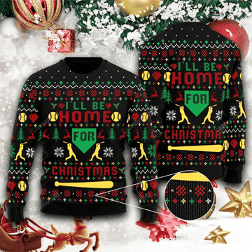 FUNSTUFFPRINT Baseball Home Run Ugly Christmas Sweater , Baseball Home Run 3D All Over Printed Sweater Ugly Sweater