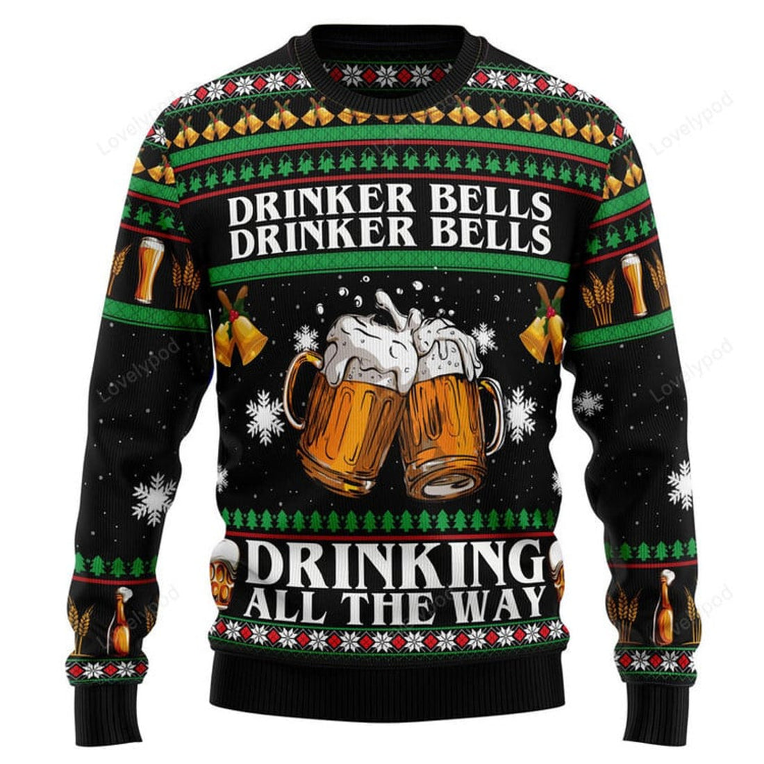 FUNSTUFFPRINT Drinker Bell Ugly Christmas Sweater, Christmas sweatshirt, Christmas gift Ugly Sweater