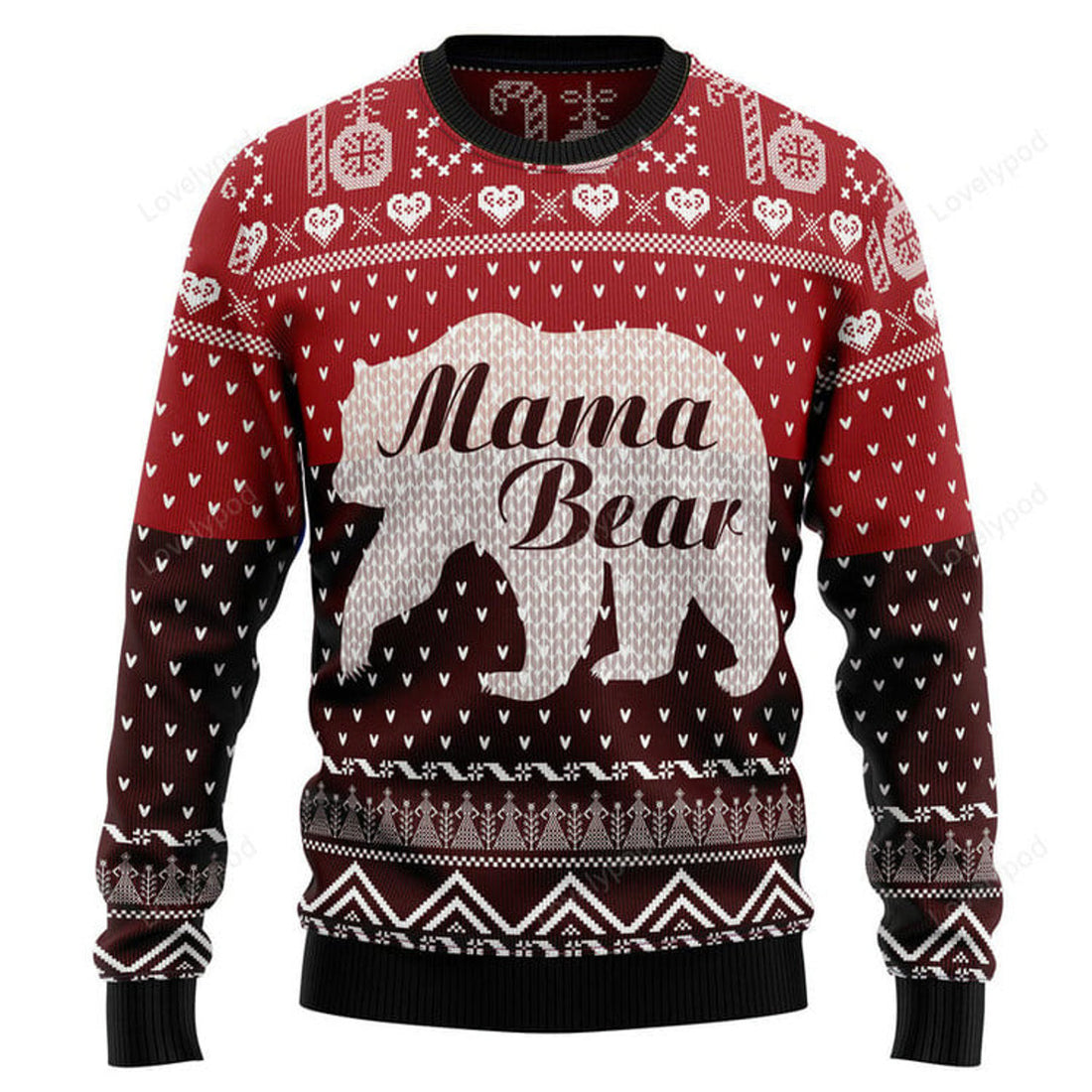 FUNSTUFFPRINT Mama Bear Ugly Christmas Sweater, Christmas sweatshirt, Christmas gift Ugly Sweater