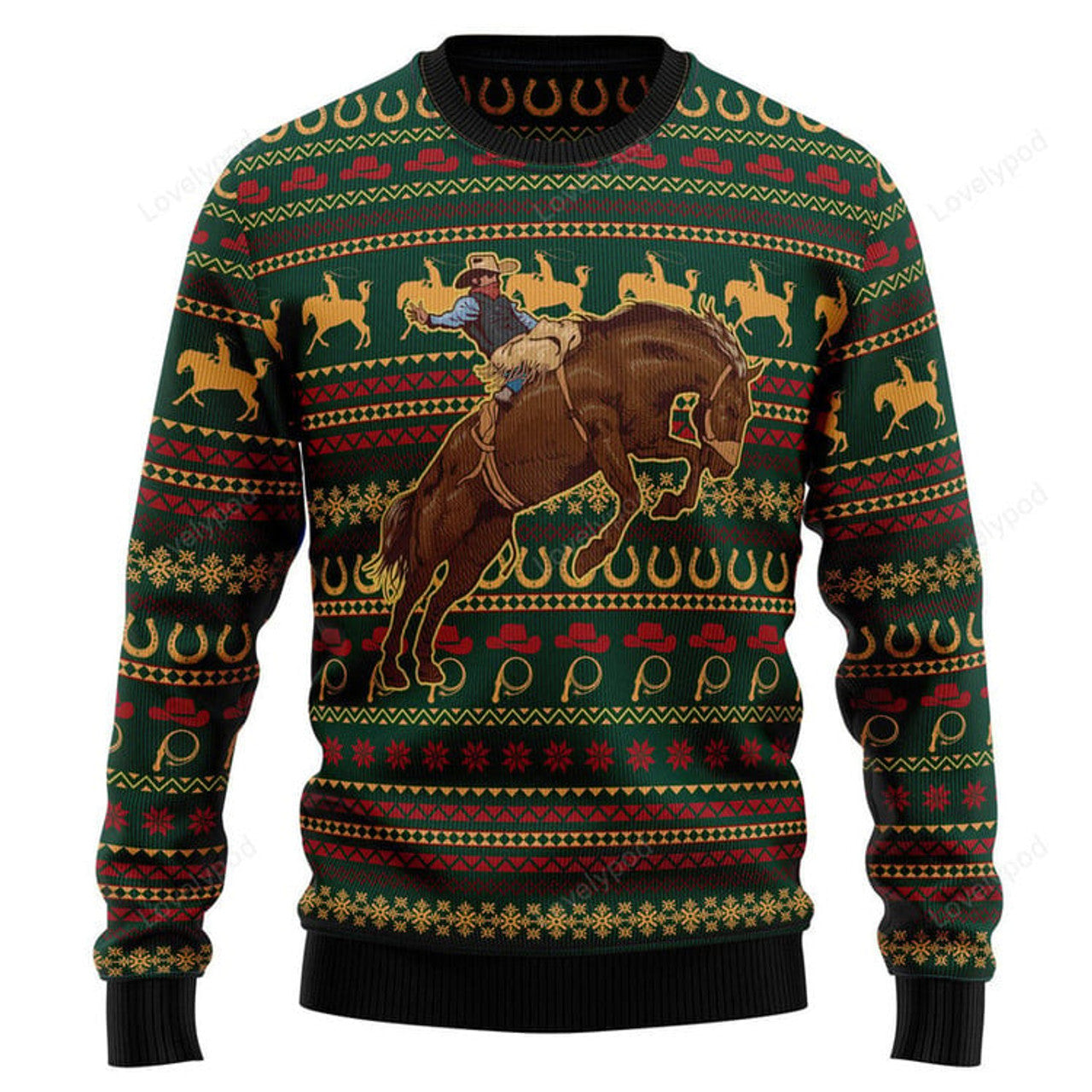 FUNSTUFFPRINT Amazing Cowboy Ugly Christmas Sweater, Christmas sweatshirt, Christmas gift Ugly Sweater
