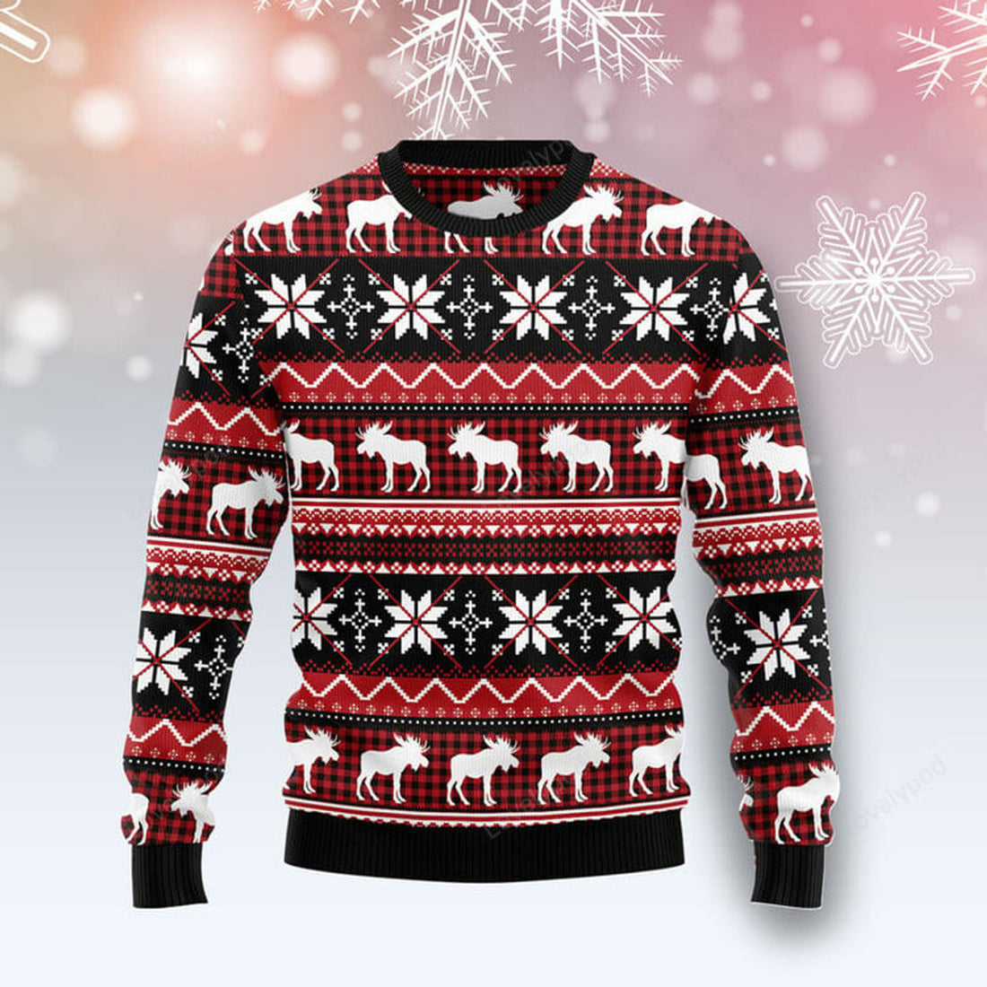 FUNSTUFFPRINT Moose Christmas Ugly Christmas Sweater For Men Women, Christmas sweatshirt, Christmas gift Ugly Sweater