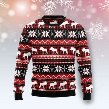 FUNSTUFFPRINT Moose Christmas Ugly Christmas Sweater For Men Women, Christmas sweatshirt, Christmas gift Ugly Sweater