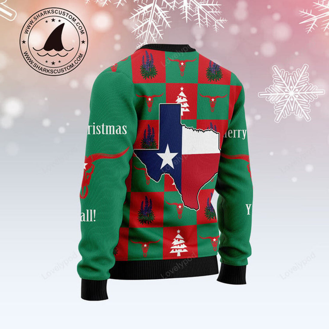 FUNSTUFFPRINT Merry Christmas Y'all Texas Ugly Christmas Sweater For Men Women, Christmas sweatshirt, Christmas gift Ugly Sweater