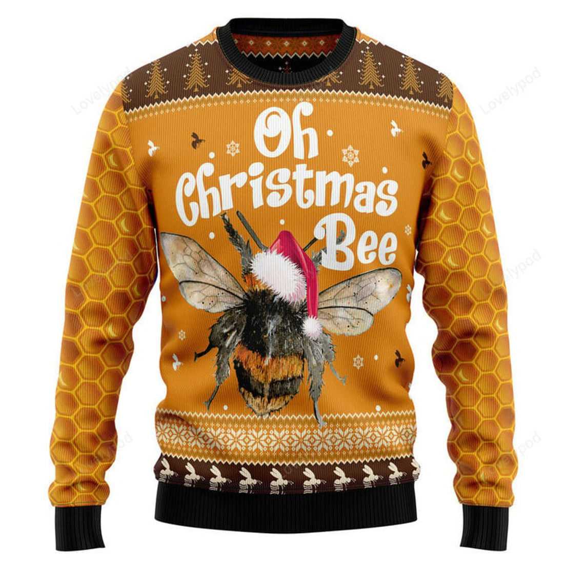 FUNSTUFFPRINT Oh Christmas Bee Ugly Christmas Sweater For Men Women, Christmas sweatshirt, Christmas gift Ugly Sweater