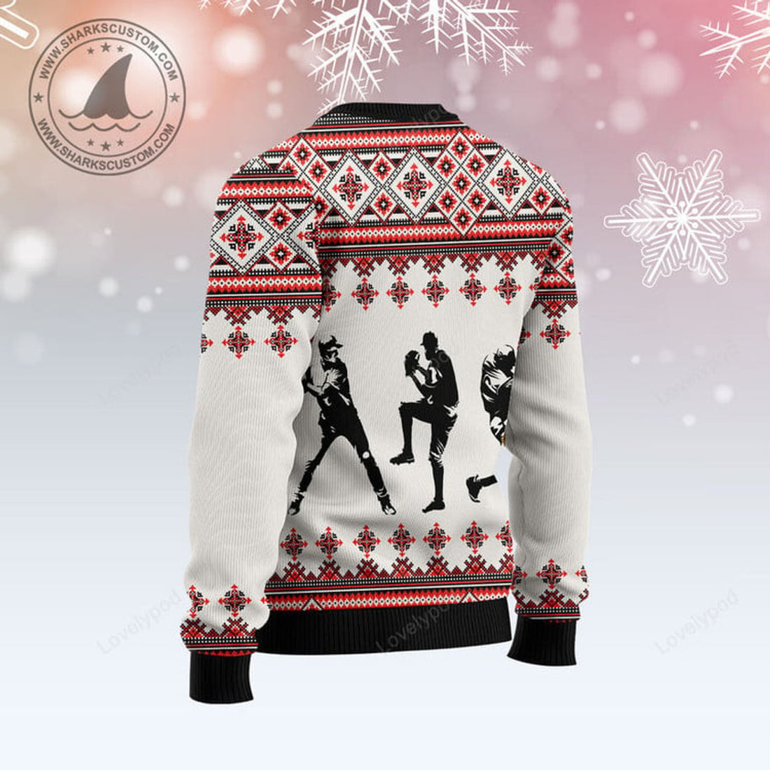 FUNSTUFFPRINT Baseball Santa Hat Ugly Christmas Sweater, Christmas sweatshirt, Christmas gift Ugly Sweater