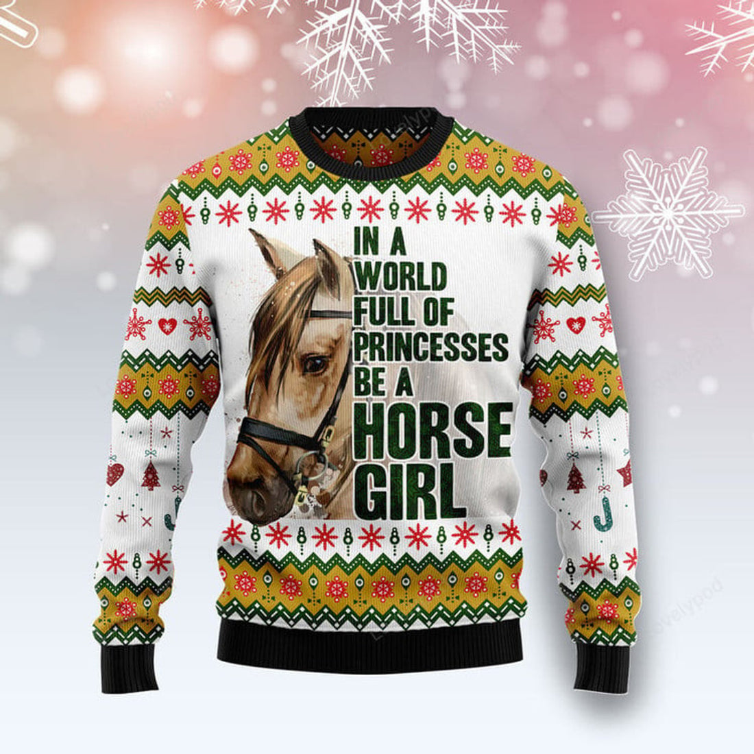 FUNSTUFFPRINT Horse Girl Ugly Christmas Sweater, Christmas sweatshirt, Christmas gift Ugly Sweater