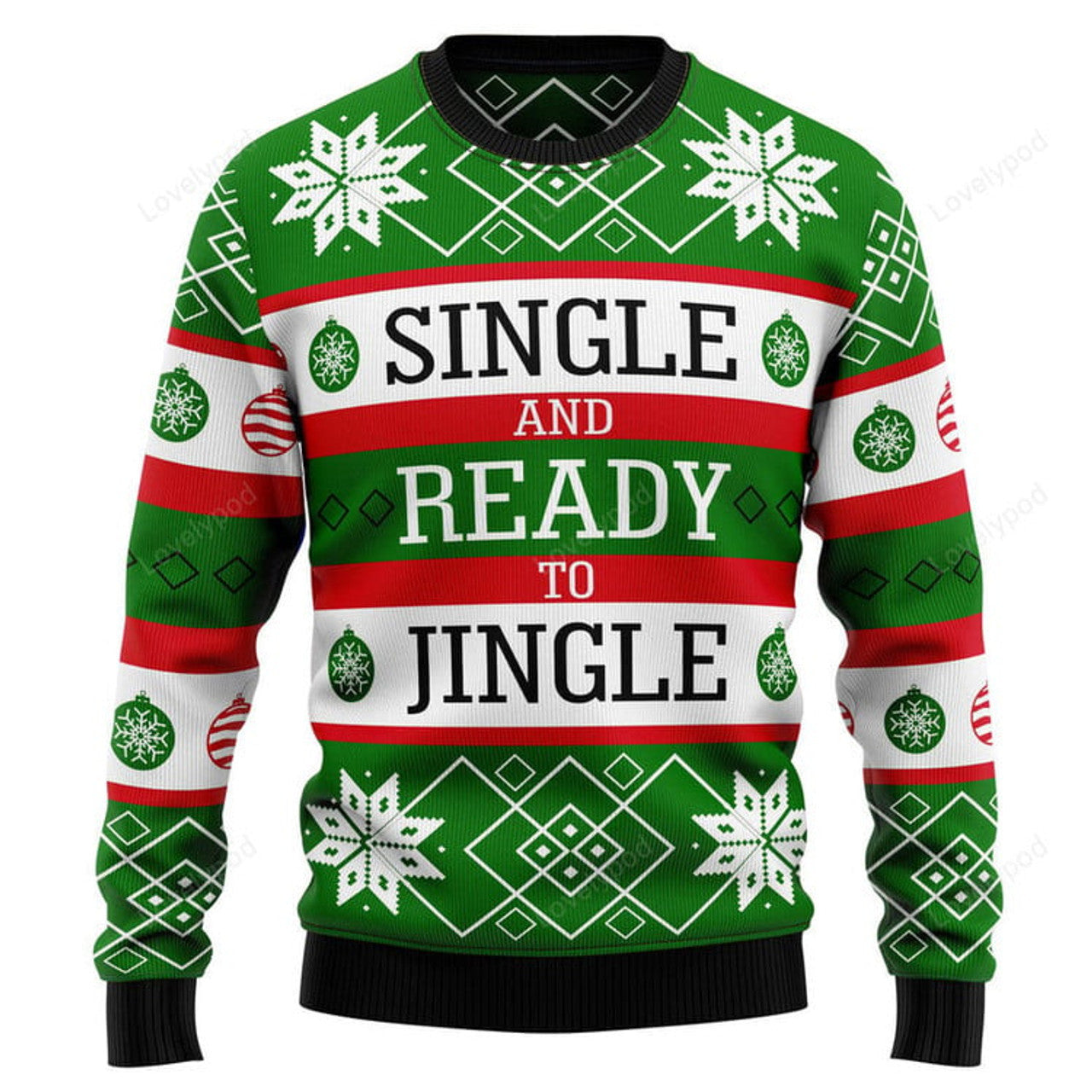 FUNSTUFFPRINT Single Ready To Jingle Ugly Christmas Sweater, Christmas sweatshirt, Christmas gift Ugly Sweater